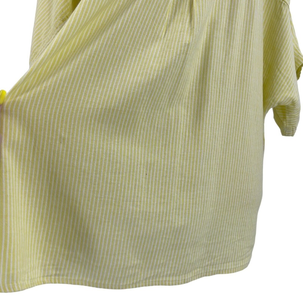 Time Tru Womens Button Front Tie Shirt Relaxed Yellow Stripe Short Sleeve 2XL 20 - Picture 8 of 13